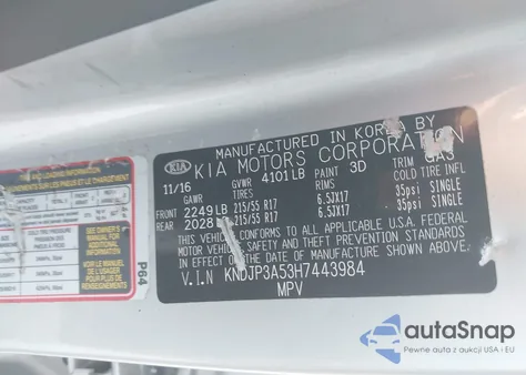 2017 Kia Soul + из США, поврежденный, VIN KNDJP3A53H7443984